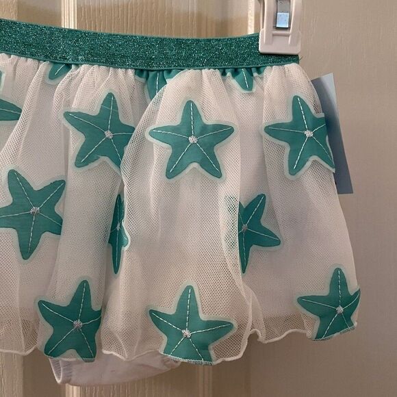 Cat & Jack Aqua Starfish Tulle Skirt and Bloomers Girls Size 18 Months NWT - Picture 4 of 9